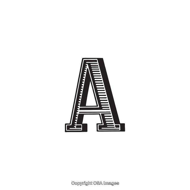 Vintage Stylized Letter 'A' on a Clean White Background