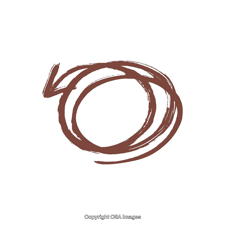 Abstract Hand-Drawn Circular Brushstroke in Brown on White Background
