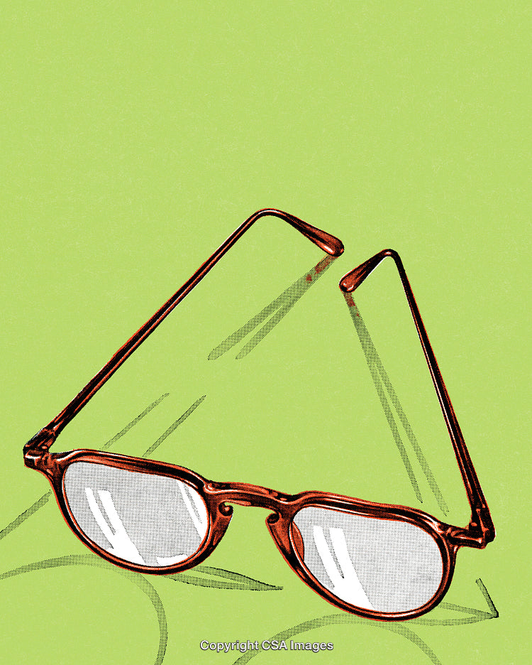 Stylish Illustration of Glasses with Clear Lens on Green Background