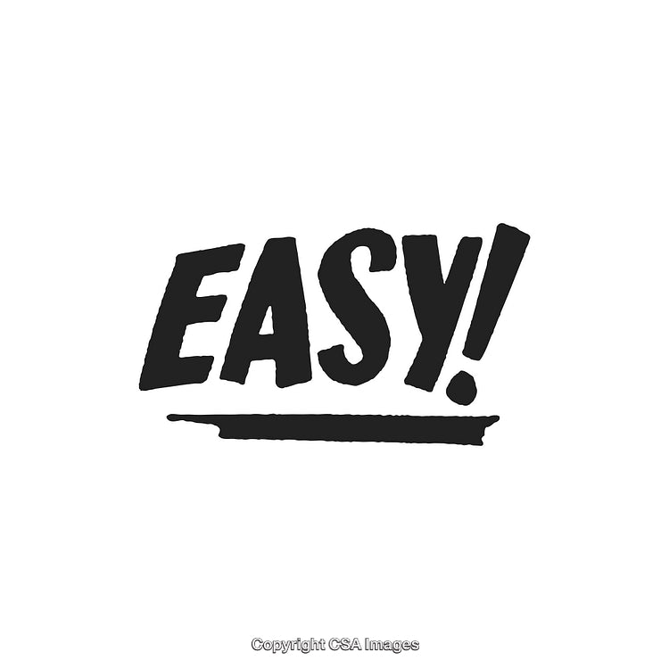 Bold 'Easy!' Text Illustration with Underline on White Background