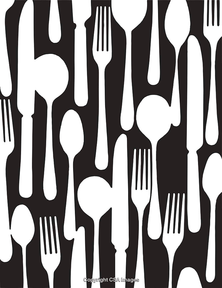 Black and White Cutlery Patterned Background for Design and Decoration