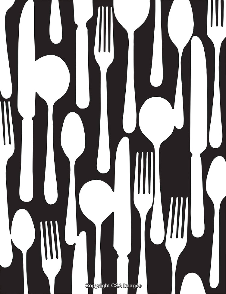 Black and White Cutlery Patterned Background for Design and Decoration