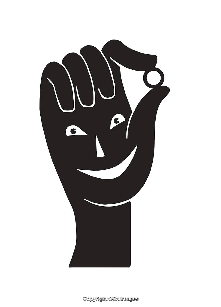 Black and White Conceptual Illustration of Hand Holding a Small Ring