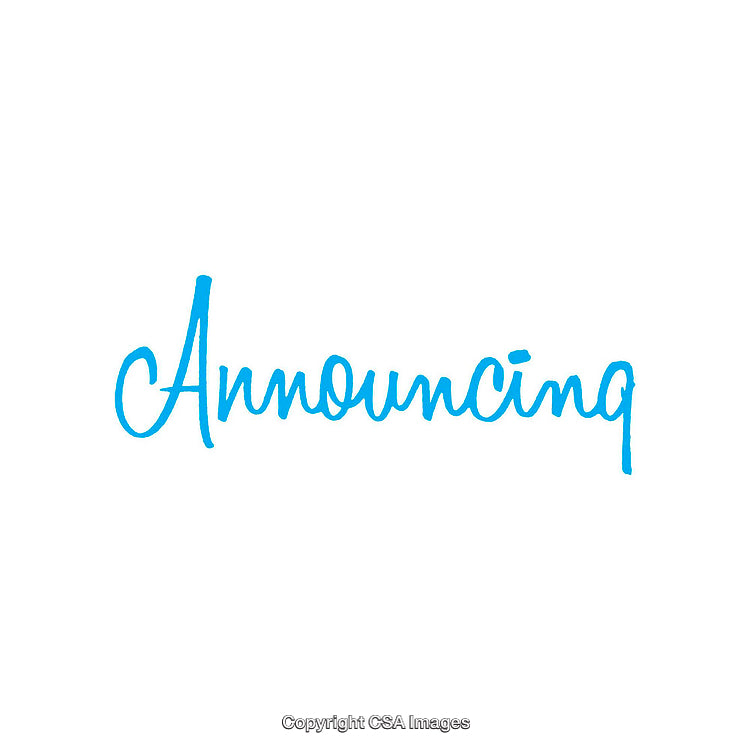 Elegant Blue Typography Featuring the Word Announcing on White Background