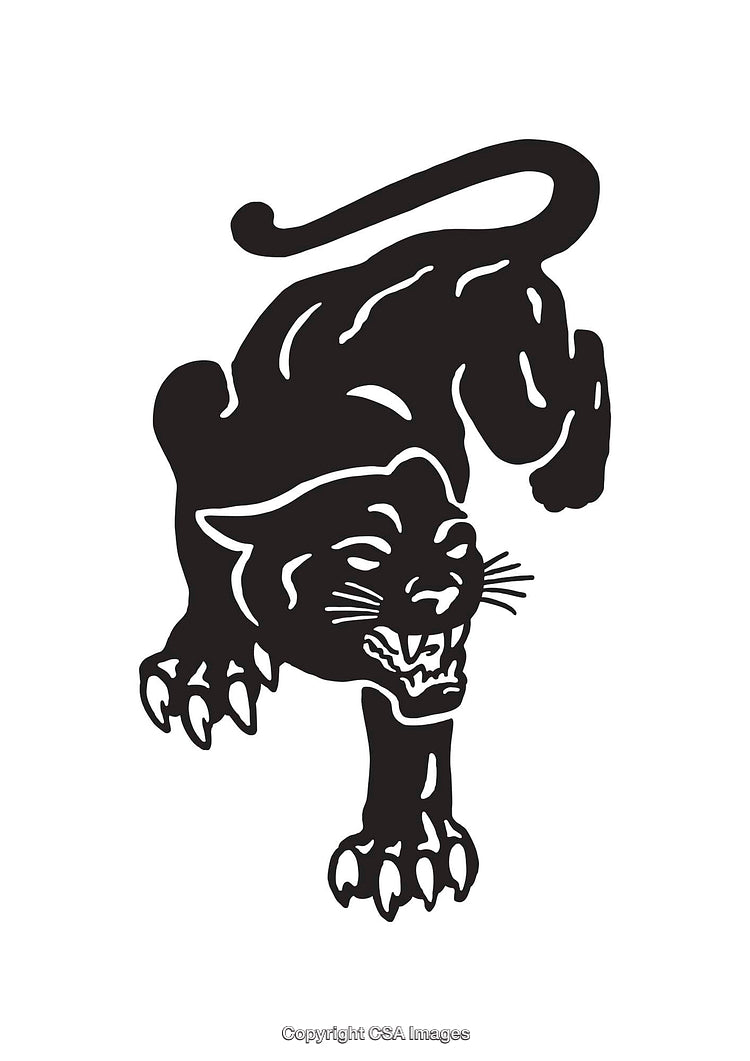 Black Panther Illustration Displaying Fierce Pose and Detailed Line Art