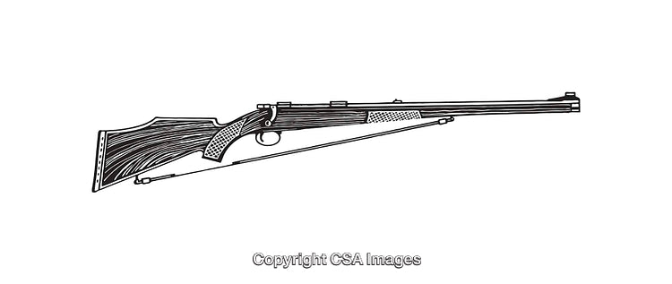 Vintage Line Art Illustration of a Classic Rifle with Elegant Details