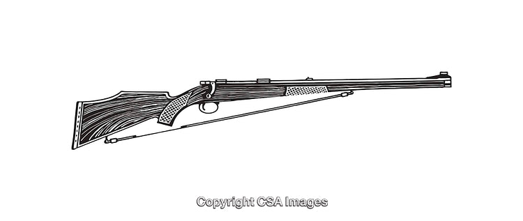 Vintage Line Art Illustration of a Classic Rifle with Elegant Details