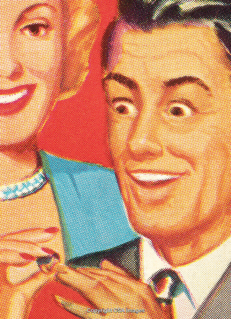 Retro Comic Art with Excited Characters in Vibrant Colors