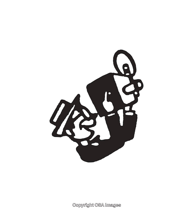 Retro Black and White Line Art of a Detective Cartoon Style