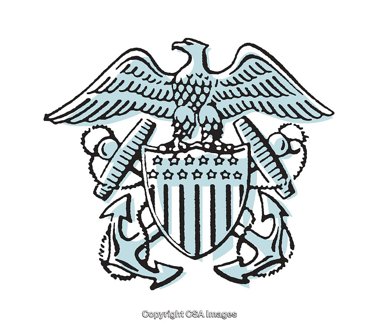 Detailed Emblem of an Eagle with Anchors and Shield in Artistic Style