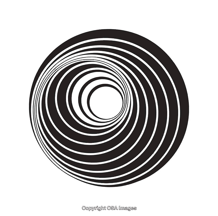 Geometric Black and White Circular Line Art Abstract Illustration