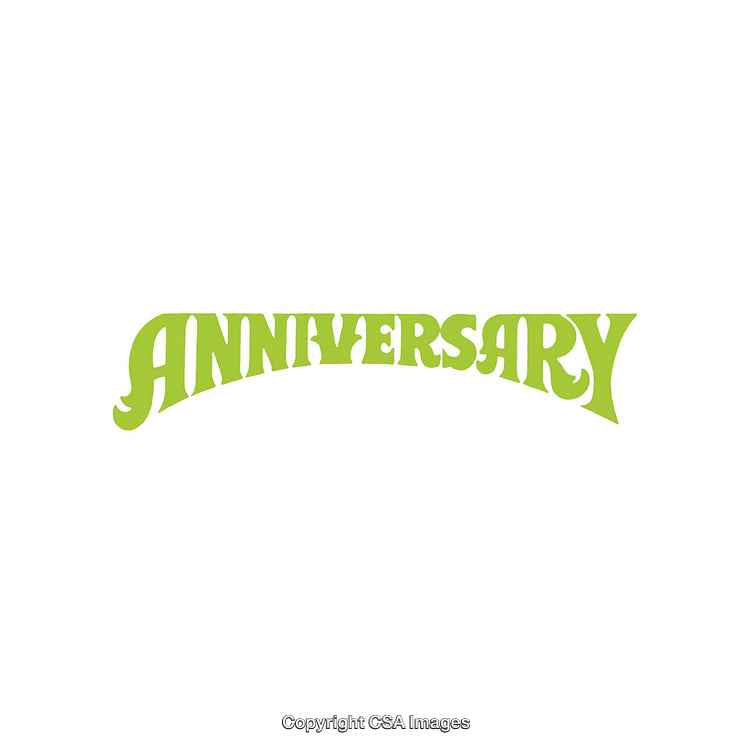Retro-Style Anniversary Text in Green on a White Background