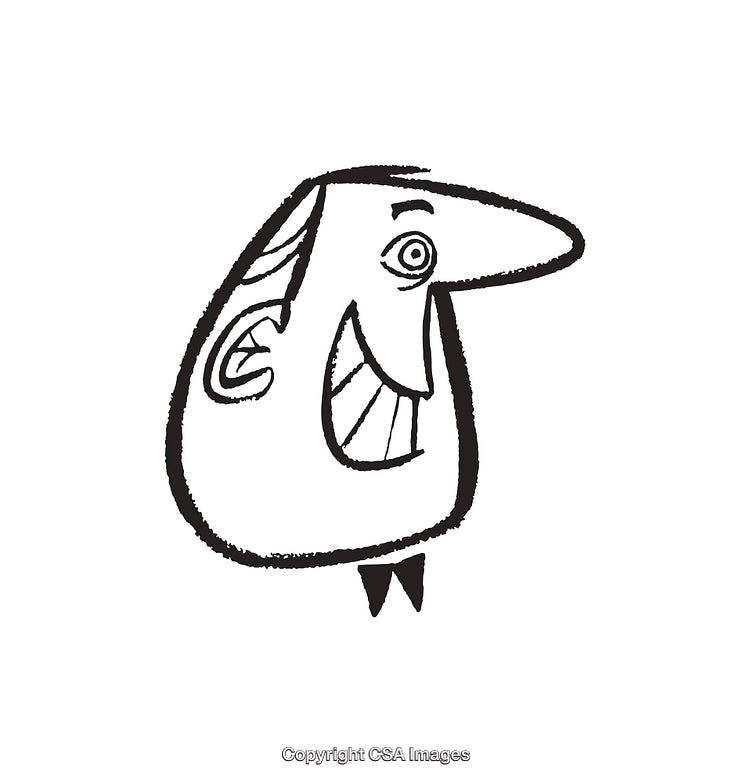 Playful Hand-Drawn Line Art Illustration of a Cheerful Cartoon Character