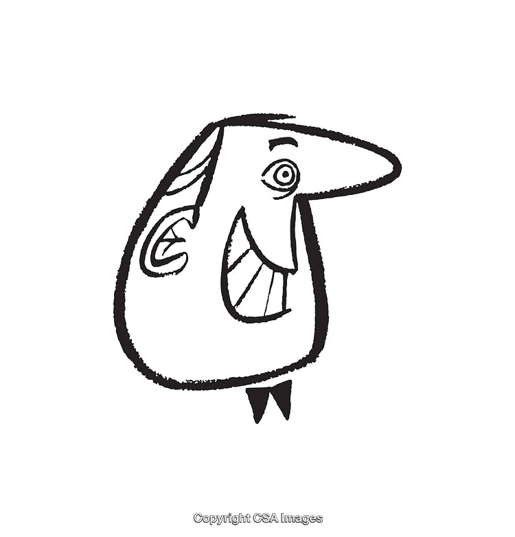 Playful Hand-Drawn Line Art Illustration of a Cheerful Cartoon Character