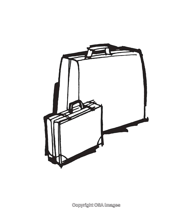 Black and White Line Art of Two Briefcases