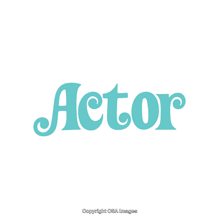 Turquoise Actor Text Art with Elegant Decorative Font on White Background
