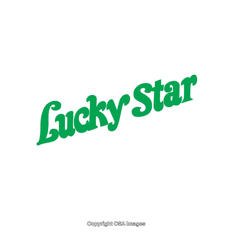 Green Lucky Star Text on White Background for Branding and Design