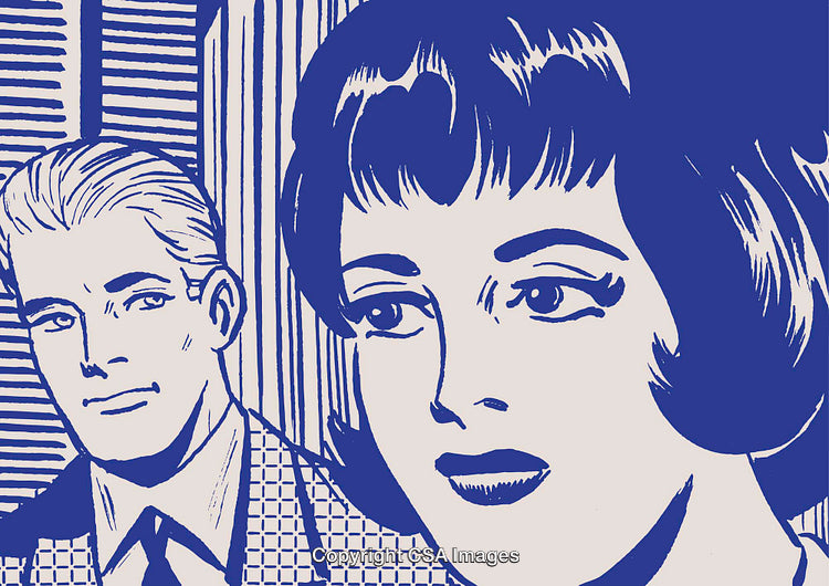 Retro Style Illustration of Two People in Pop Art Aesthetic
