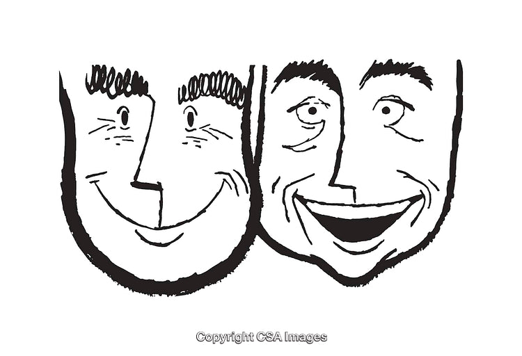 Black and White Illustrations of Expressive Human Faces