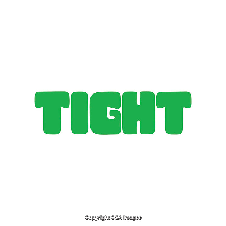 Green Bubble Lettering of the Word 'Tight' on White Background