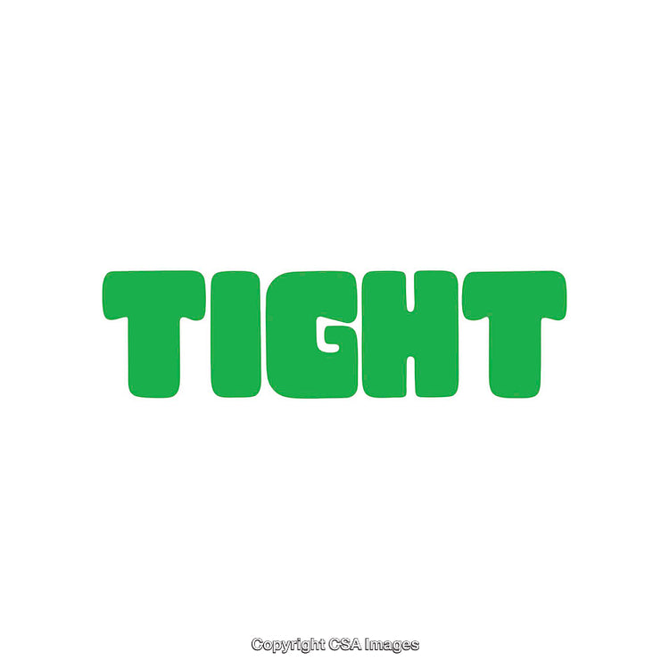 Green Bubble Lettering of the Word 'Tight' on White Background