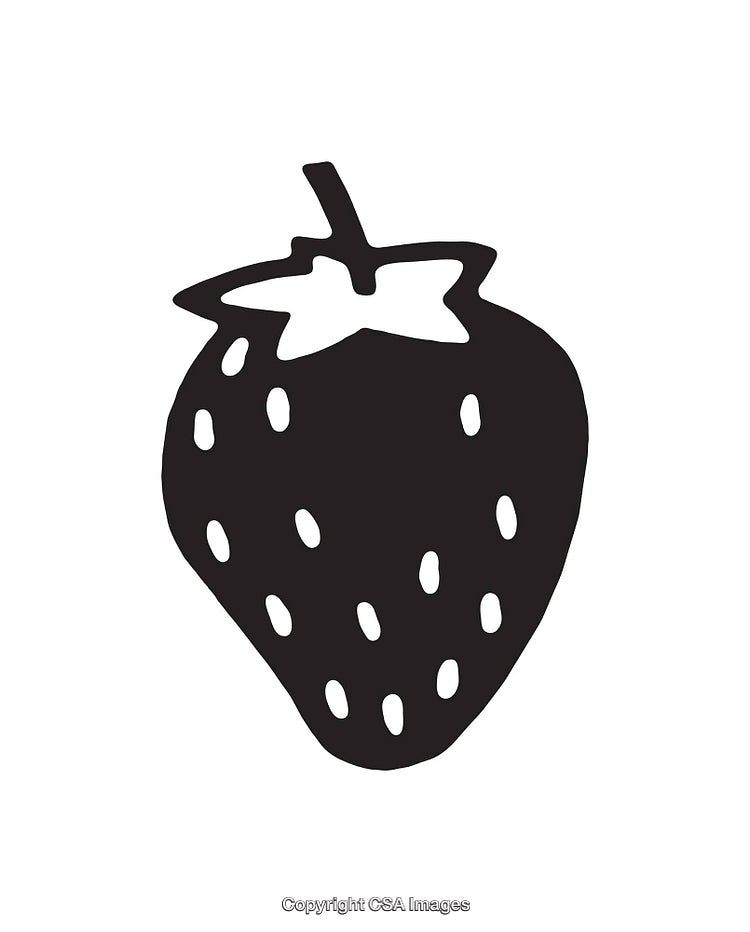 Black and White Strawberry Icon With Simple Outline Design