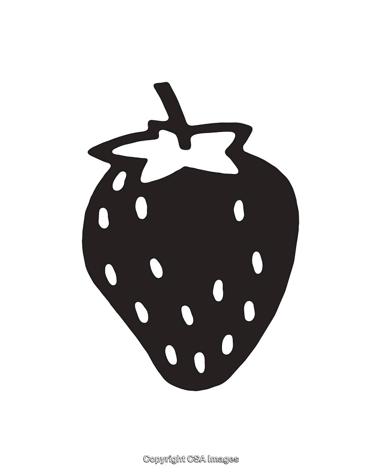 Black and White Strawberry Icon With Simple Outline Design