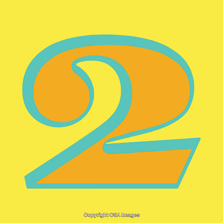 Colorful Abstract Illustration Featuring the Stylized Number Two on a Bright Background