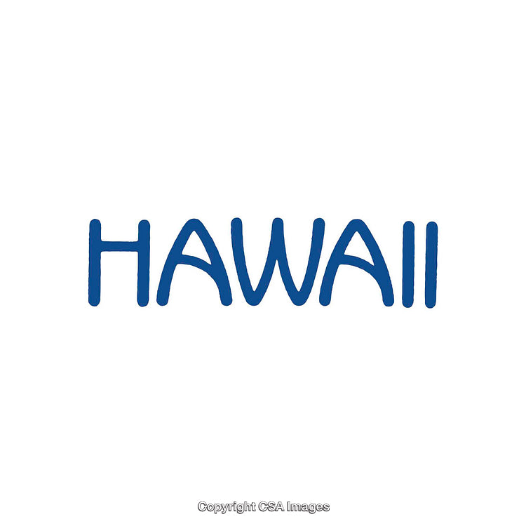Hawaii Text in Blue Font on White Background
