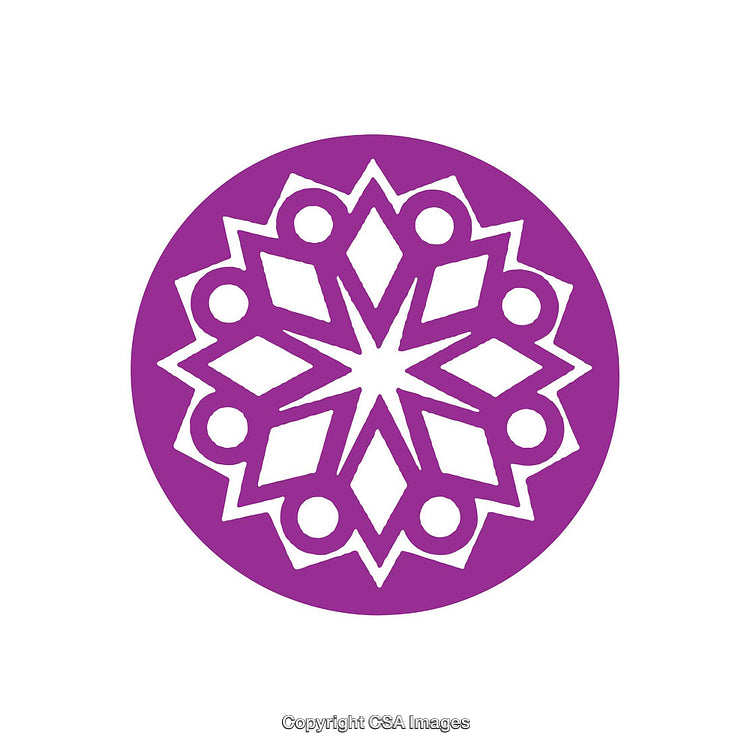 Purple Geometric Symbol with Decorative Circular Motif