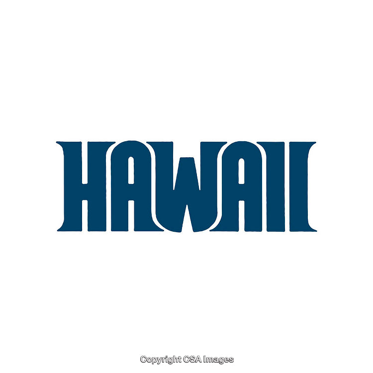 Blue Retro Font Depicting The Word 'Hawaii' in a Minimalist Style