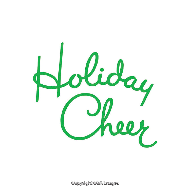 Green Handwritten Holiday Cheer Text on Simple White Background