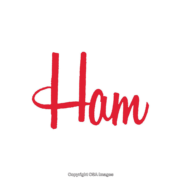 Red Handwritten Text Design Featuring the Word 'Ham' on White