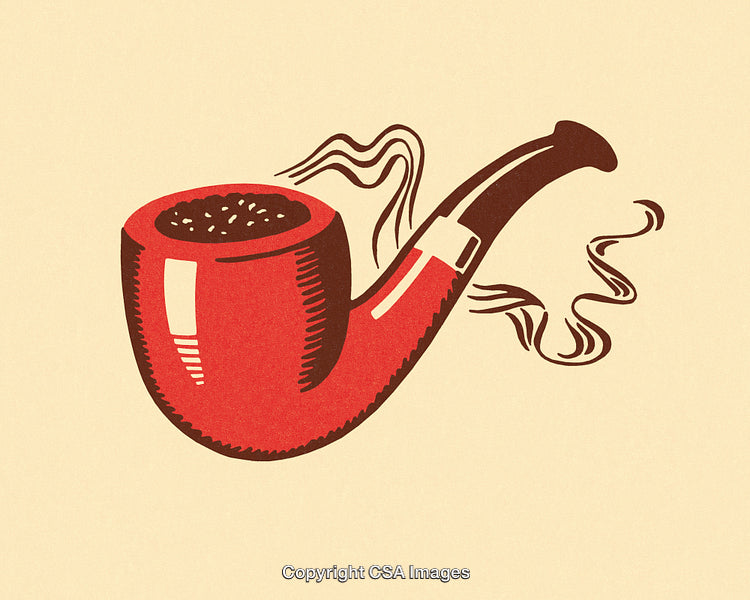 Vintage Illustration of a Smoking Pipe with Rising Smoke Design
