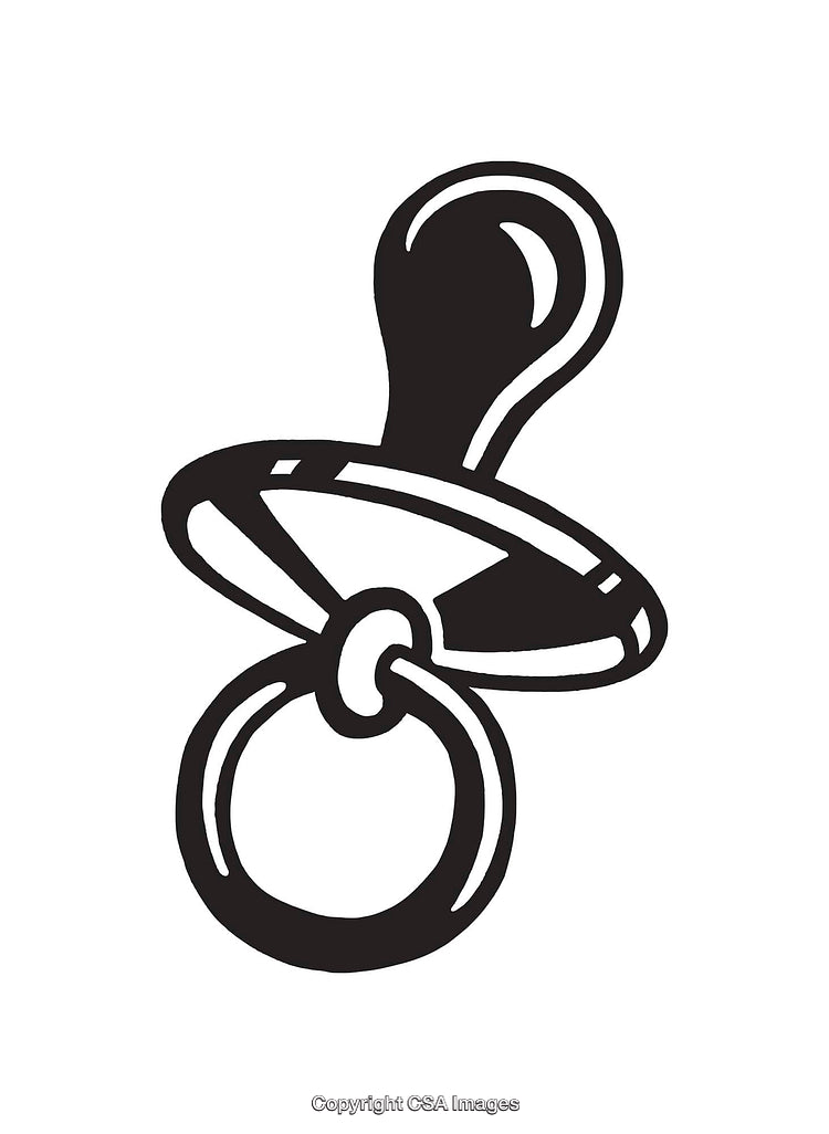 Black and White Line Art Illustration of a Baby Pacifier