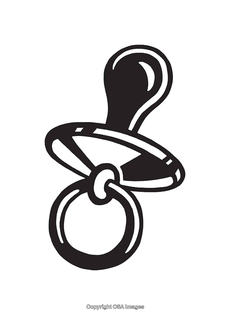 Black and White Line Art Illustration of a Baby Pacifier