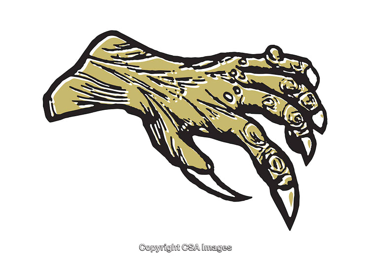 Illustration of a Creepy Monster Hand with Sharp Claws in Color