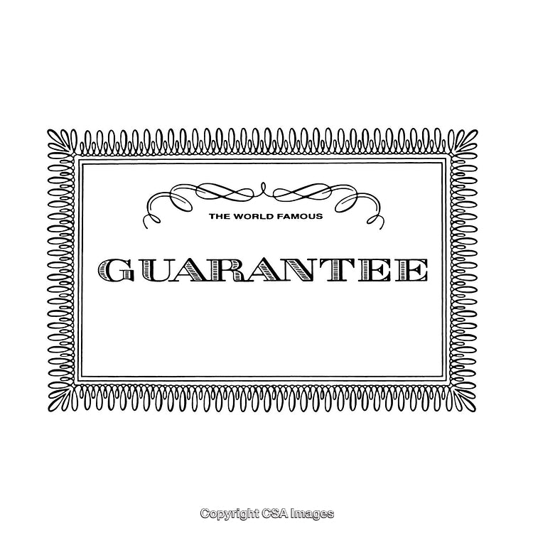 Vintage Guarantee Certificate Design in Black and White with Ornamental Border