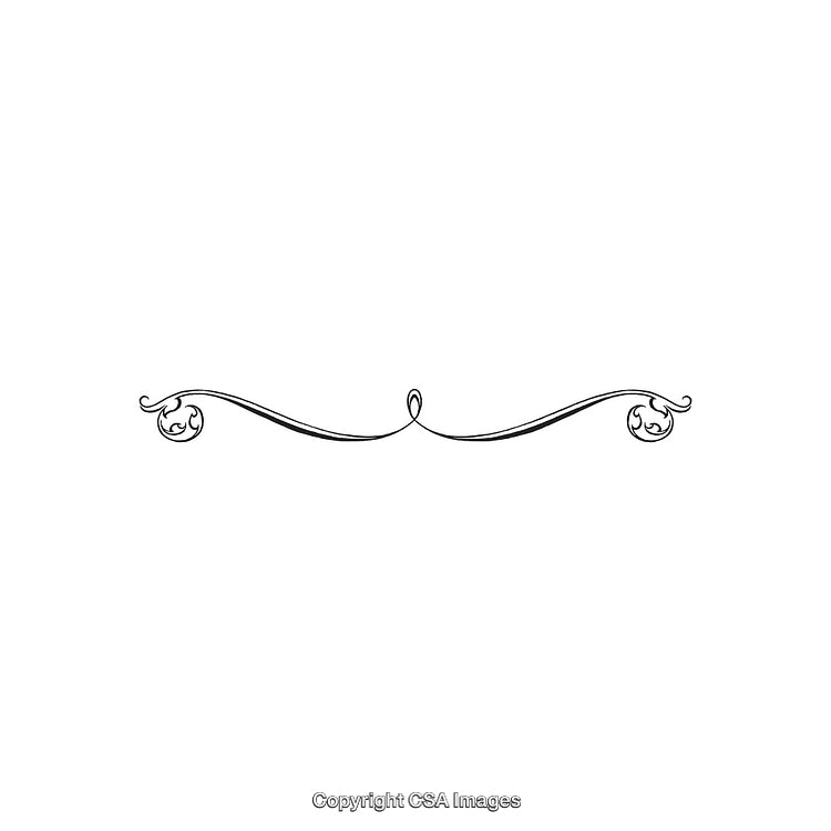 Elegant Vintage Ornamental Divider with Swirl Details in Black and White