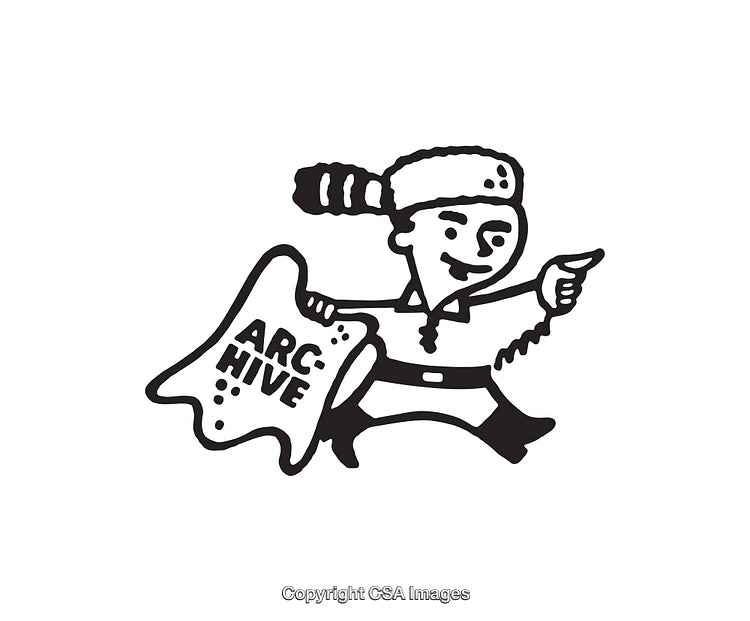 Playful Black And White Line Art Illustration of a Character with a Scroll