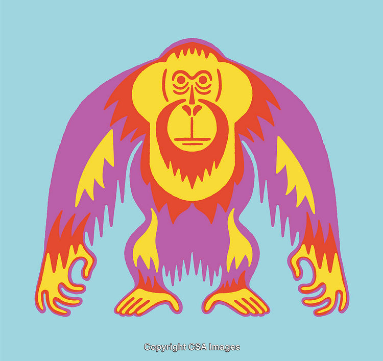 Creative Gorilla Illustration with Bold Colors on Light Background