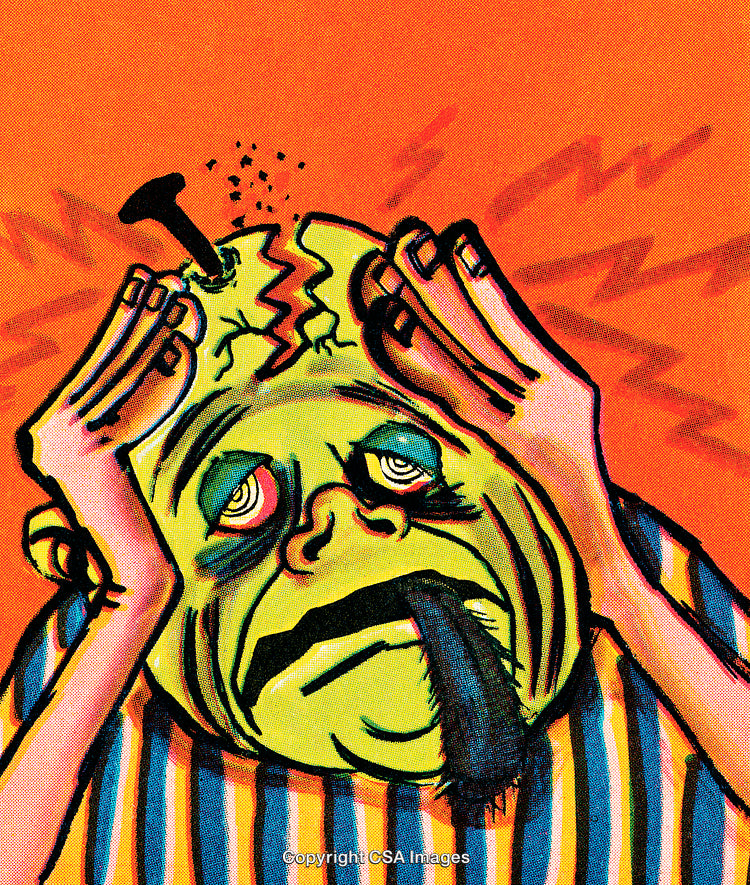 Abstract Illustration Depicting a Person Experiencing Intense Headache or Discomfort