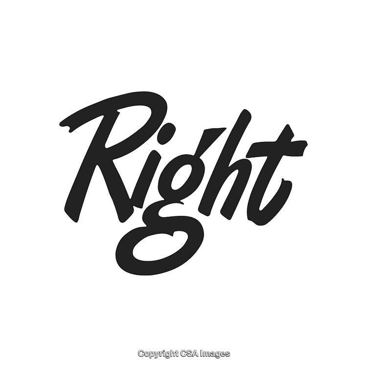 Stylized Typography Artwork Featuring the Word 'Right' in Elegant Script