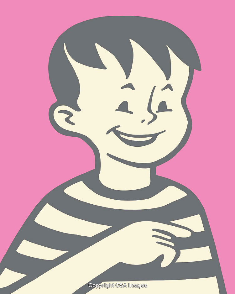 Cheerful Cartoon Boy Illustrated in Colorful Line Art Style
