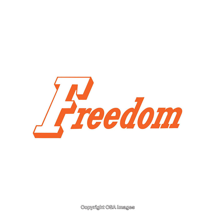Bold Orange Freedom Typography on a Minimalistic White Background
