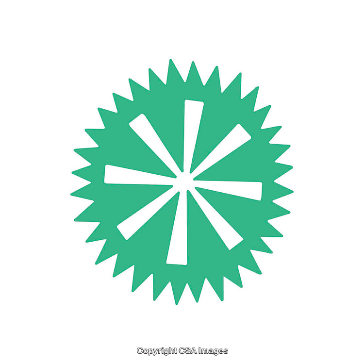 Green Abstract Spiked Circle With Symmetrical White Lines Inside