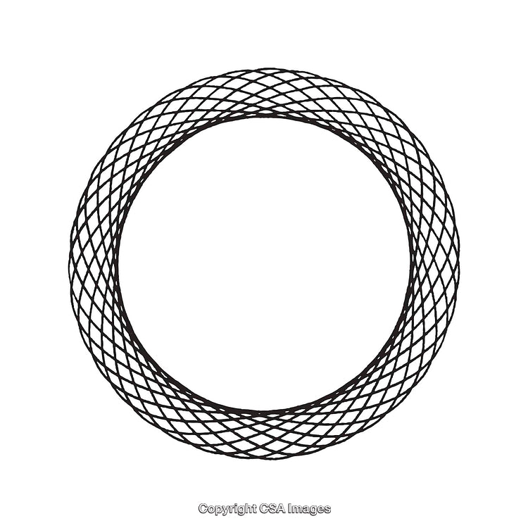 Black and White Interwoven Circular Geometric Design Element Vector Illustration