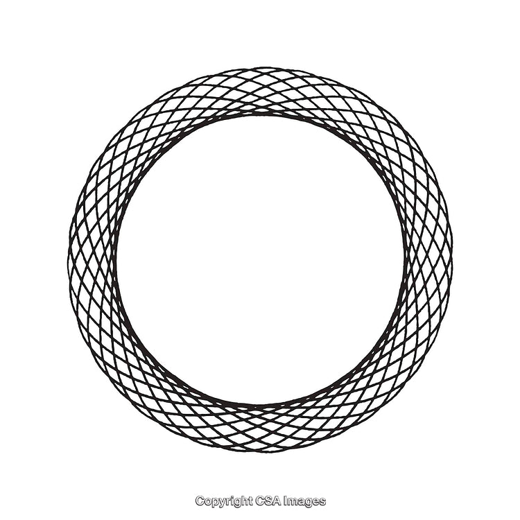Black and White Interwoven Circular Geometric Design Element Vector Illustration