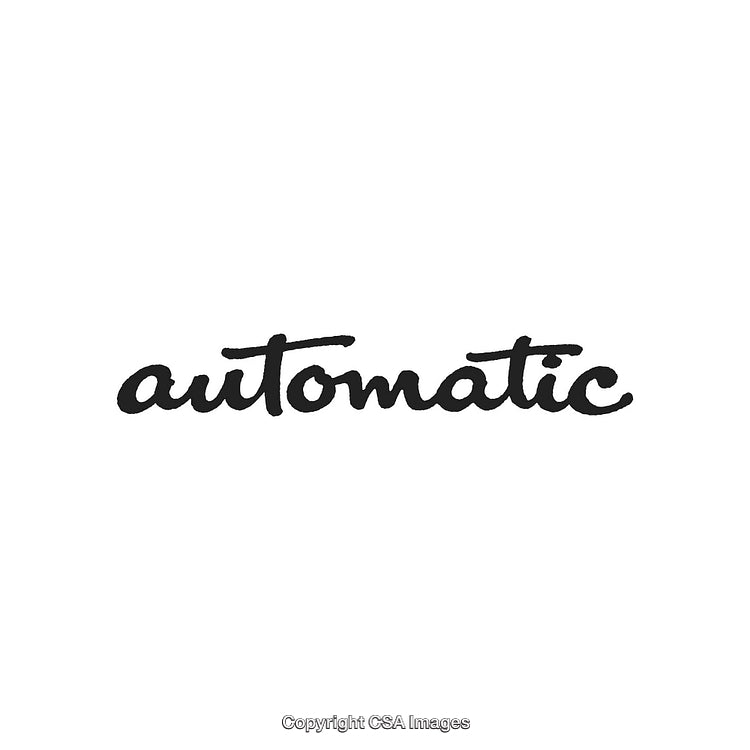 Black Handwritten Text Saying 'Automatic' on a Plain White Background