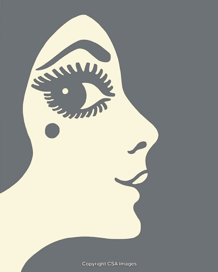 Stylized Illustration of a Woman's Side Profile in Bold Monochrome